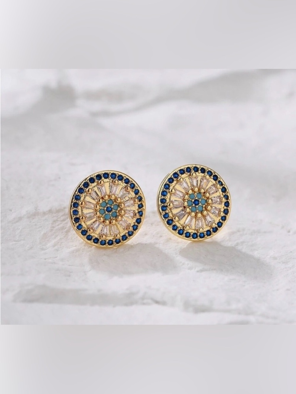 Luxurious Ear Stud Zircon Gold Plated Earring New Sparkly